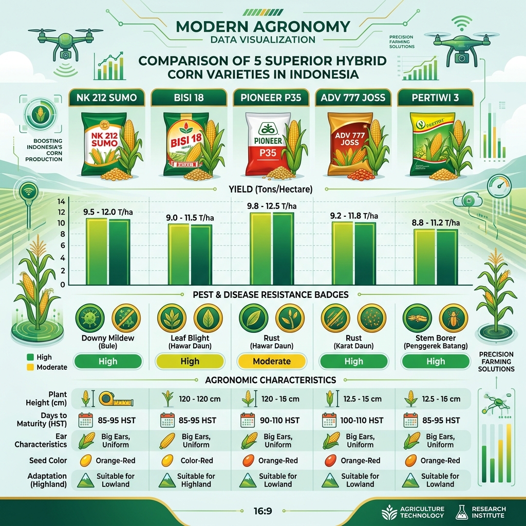 Infografis Perbandingan 5 Varietas Jagung Unggul 2026