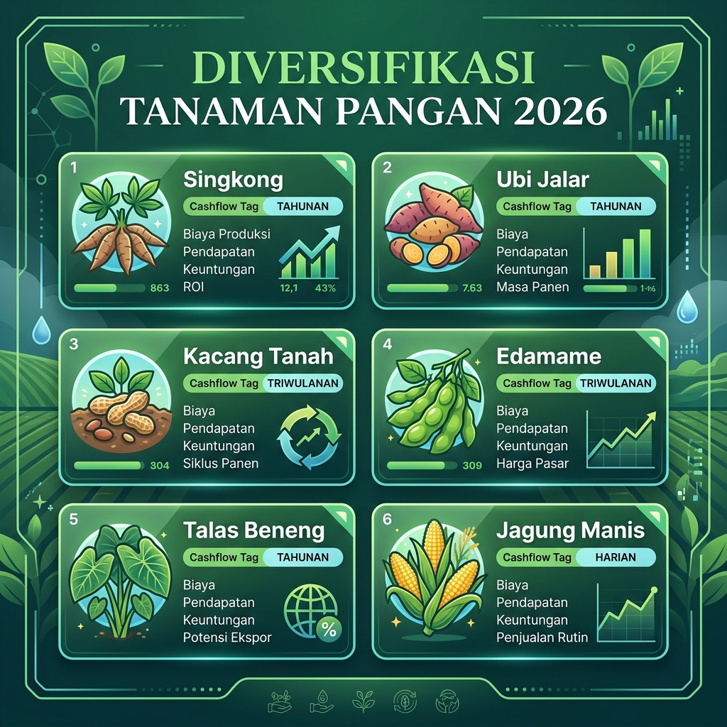 Infografis Diversifikasi Tanaman Pangan 6 Komoditas 2026