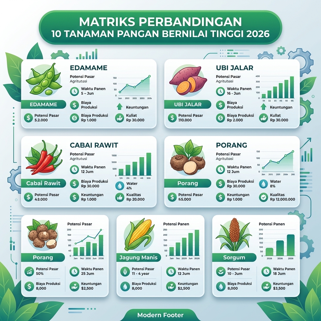 Infografis Matriks Perbandingan 10 Tanaman Pangan Bernilai Tinggi 2026