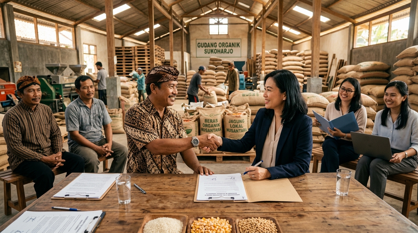 kemitraan pasokan kontrak b2b kelompok tani lokal dengan distributor industri pengolahan pangan