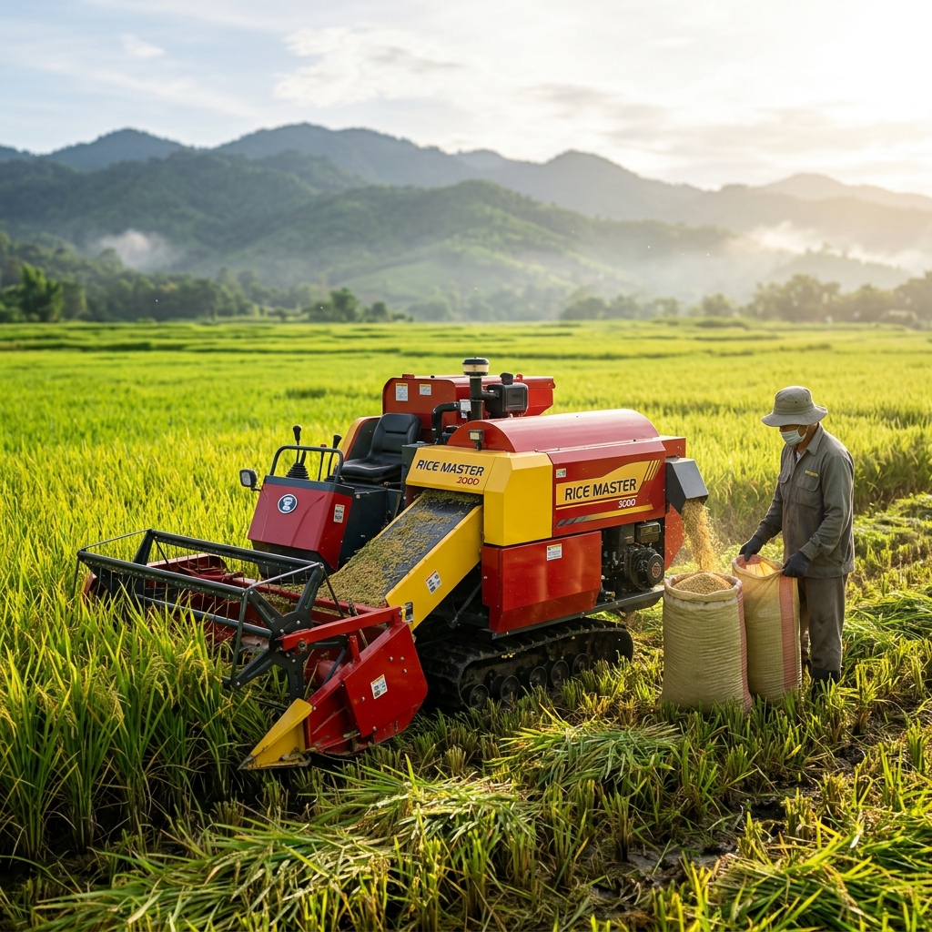 Portable Mini Combine Harvester Gen-4 - alat pemotong dan pemisah gabah padi portabel