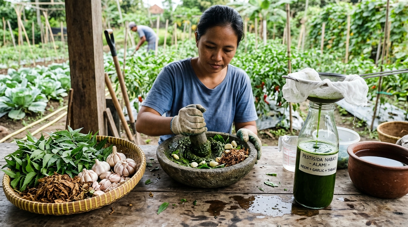 Cara Membuat Pestisida Nabati Alami Daun Mimba Bawang Putih dan Tembakau