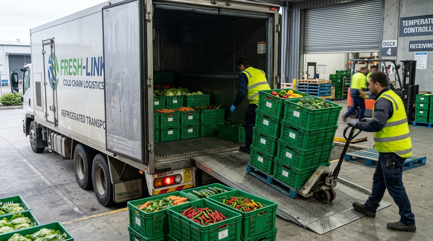 logistik rantai dingin cold chain pengangkutan hortikultura truk pendingin dan keranjang berventilasi