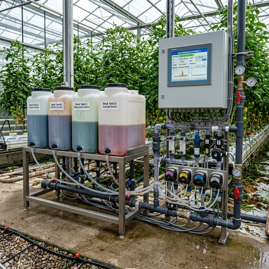 sistem fertigasi otomatis berbasis dosis nutrisi iot smart farming