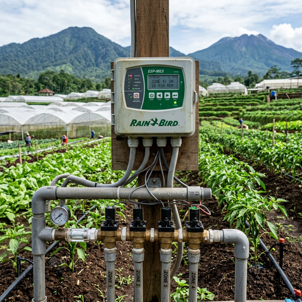 sistem irigasi tetes otomatis iot untuk efisiensi pengairan lahan